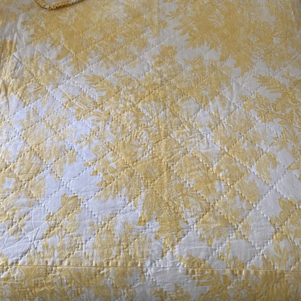 Pottery Barn Linen Quilt Coverlet and 2 Pillow Shams Queen 90x86